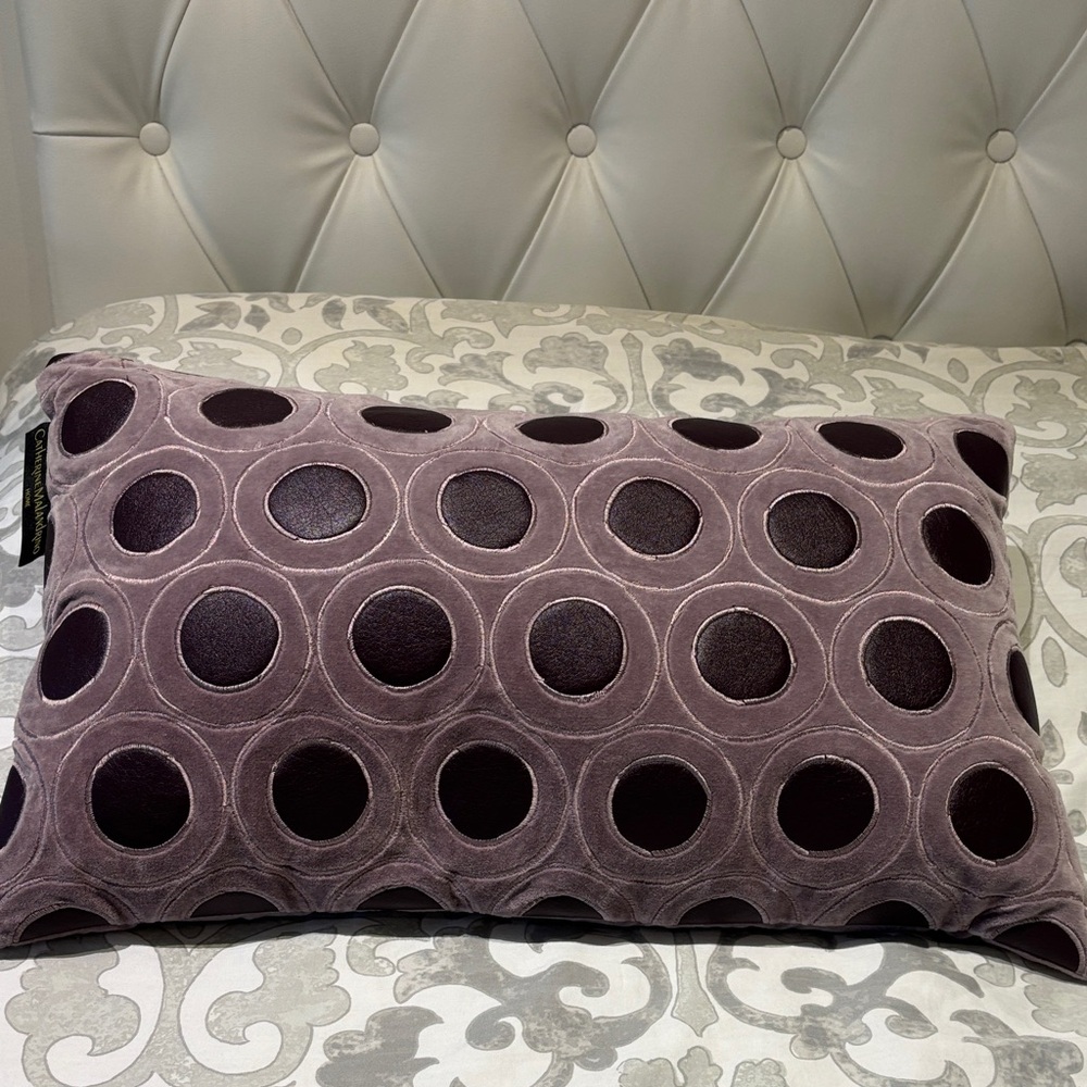 Catherine Malandrino Purple Polka Dot Pillow